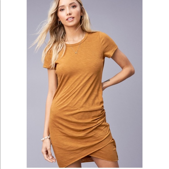 Camel Ruched Shirt Dress - Picture 4 of 5